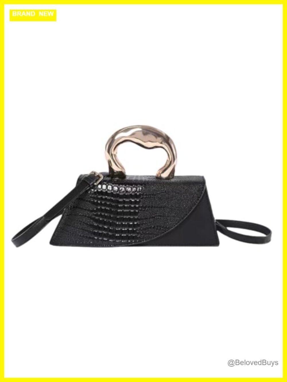 Women Vegan Leather Evening Handbag Crocodile Pattern Handle Clutch Purse Cross